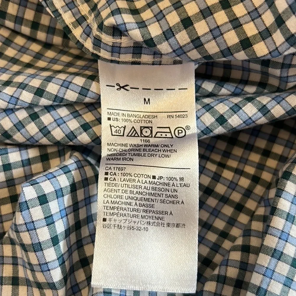 Banana Republic blue green white checked standard fit shirt Size M
